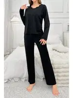 Siyah Uzun Kollu Pijama Takımı Bella Notte 7177 Siyah görsel 5