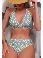 Yeşil Mini Papatya Desenli Etekli 3 lü Mayo Bikini Takım Bella Notte M-9013 Yeşil görsel 4