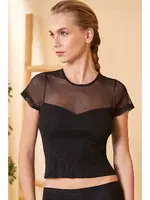 Transparan Yaka Kadın Crop T-shirt Berrak 2017