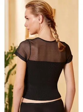 Berrak Transparan Yaka Kadın Crop T-shirt Berrak 2017 - Alternatif Görünüm