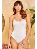 Dantelli Ayar Askılı Kadın Body Berrak 2120 Ekru farklı açı