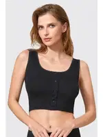 Fitilli Düğmeli Kalın Askılı Crop Berrak 7011 Siyah