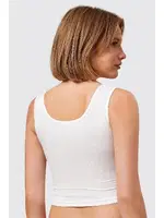 Fitilli Düğmeli Kalın Askılı Crop Berrak 7011 Ekru görsel 4