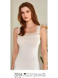 Berrak Kare Yaka Kalın Askılı Dantelli Kadın Atlet Berrak 7014