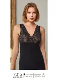 Berrak Dantel V Yaka Kalın Askılı Kadın Atlet Berrak 7015