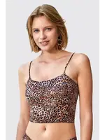 Leopar Desenli İp Askılı Kadın Crop Berrak 7019 Leopar