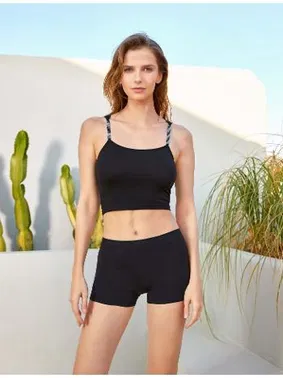 Berrak İp Askılı Siyah Kadın Crop Atlet Berrak 7024 