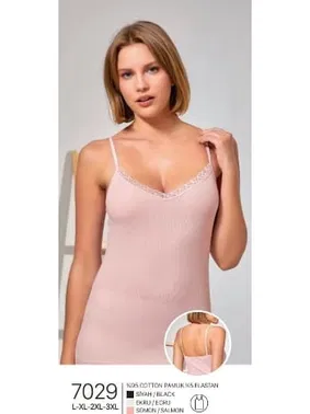 Berrak Yakası Dantelli İp Askılı Kadın Atlet Berrak 7029