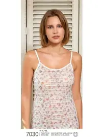 Berrak Çiçek Desenli İnce Askılı Kadın Atlet Berrak 7030