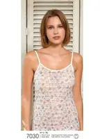 Çiçek Desenli İnce Askılı Kadın Atlet Berrak 7030 Ekru