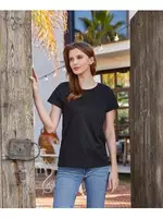 Kısa Kollu Yuvarlak Yaka Kadın Tshirt Berrak 8133  Siyah detay görünüm