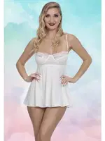 Beyaz Askılı Seksi Göğsü Dantel Mini Erotik Gecelik SHE 2111 Beyaz