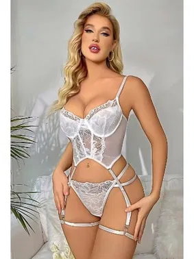 missisX Beyaz Büstiyer Jartiyer Kadın Takım missisX 62008