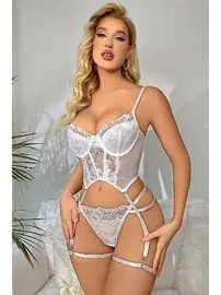 missisX Beyaz Büstiyer Jartiyer Kadın Takım missisX 62008