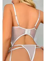 Beyaz Büstiyer Jartiyer Kadın Takım missisX 62008 Beyaz farklı açı