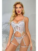 Beyaz Büstiyer Jartiyer Kadın Takım missisX 62008 Beyaz görsel 4