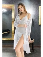 Beyaz Dantel Detaylı Tül Gecelik Nathalie T-4005 Beyaz farklı açı