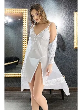 Nathalie Beyaz Dantel Detaylı Tül Gecelik Nathalie T-4005 - Alternatif Görünüm