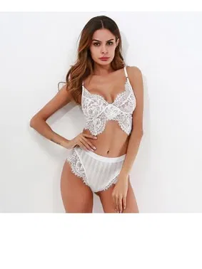 SHE Beyaz Dantel Kenarlı Transparan Seksi Sütyen Takım SHE 2031 - Alternatif Görünüm