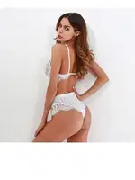 Beyaz Dantel Kenarlı Transparan Seksi Sütyen Takım SHE 2031 Siyah görsel 4