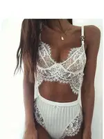 Beyaz Dantel Kenarlı Transparan Seksi Sütyen Takım SHE 2031 Siyah görsel 6