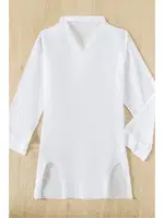 Beyaz şifon Gömlek Plaj Elbisesi Pareo Kimono Kaftan Angelsin MS 4357 Beyaz görsel 4