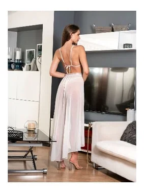 Nathalie Beyaz Tül Sırt Dekolteli Babydoll Fantezi Gecelik Nathalie 7858 - Alternatif Görünüm