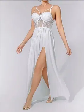 Lily Bianca Beyaz Tül Uzun Erotik Kadın Gecelik Lily Bianca LB-214