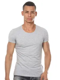 Darkzone Gri Bisiklet Yaka Erkek T-Shirt Darkzone 8503