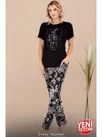 Bisiklet Yaka içek Desenli Kısa Kollu Kadın Pijama Takımı Lady 12597 farklı açı