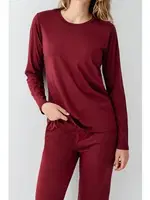Bisiklet Yaka Uzun Kollu Bordo Kadın Pijama Takımı Arnetta AR3446-S Bordo farklı açı