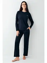 Pierre Cardin Bisiklet Yaka Uzun Kollu Lacivert Kadın Pijama Takımı Pierre Cardin PC9109-S