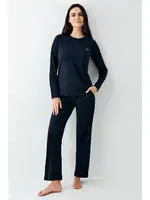 Bisiklet Yaka Uzun Kollu Lacivert Kadın Pijama Takımı Pierre Cardin PC9109-S Lacivert