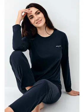 Pierre Cardin Bisiklet Yaka Uzun Kollu Lacivert Kadın Pijama Takımı Pierre Cardin PC9109-S - Alternatif Görünüm