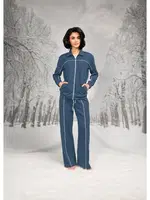 Biyeli Önden Fermuarlı Cepli Pantolon T-shirt Takım Doreanse 26K4102 Mavi