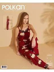Polkan Bordo Gül Desenli Dantel Askılı Pegasus Pijama Takım Polkan 19201