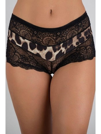 Leopar Desenli Dantelli Boxer Kadın G-Box 915