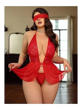 NightLight Boyundan Bağlamalı Dantel Göz Bantlı Fantazi Gecelik NightLight 3801 - Alternatif Görünüm