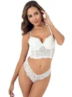 Destekli Dantelli Kadın Büstiyer Takım Godewo 2110 Ekru detay görünüm