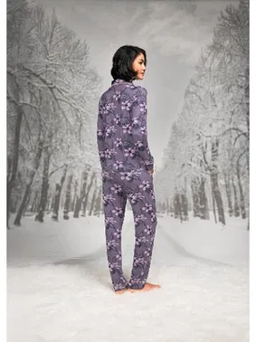 Doreanse Büyük Beden Biyeli Gömlek Yaka Uzun Kollu Kadın Pijama Takım Doreanse 26K4107P - Alternatif Görünüm