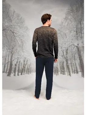 Doreanse Büyük Beden Cepli Baklava Desenli Uzun Kollu Erkek Pijama Takım Doreanse 26K4604P - Alternatif Görünüm