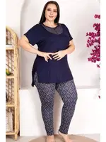 Büyük Beden Dantel Detaylı Yaka Kısa Kollu Pijama Takımı Lady 10973 detay görünüm