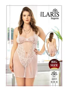 Miss Laris Büyük Beden Dantel İşlemeli Tül Gecelik Takım Miss Laris 4403