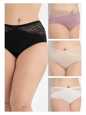 Confeo Büyük Beden Dantelli Külot 4lü Paket Külot Confeo C804-518