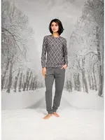 Büyük Beden Desenli Yuvarlak Yaka T-shirt Cepli Pantolon Takım Doreanse 26K4100P Gri