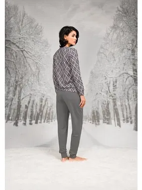 Doreanse Büyük Beden Desenli Yuvarlak Yaka T-shirt Cepli Pantolon Takım Doreanse 26K4100P - Alternatif Görünüm