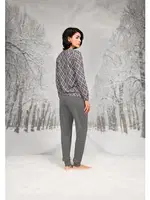 Büyük Beden Desenli Yuvarlak Yaka T-shirt Cepli Pantolon Takım Doreanse 26K4100P Gri detay görünüm