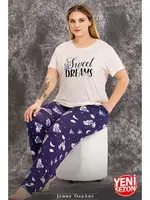 Büyük Beden Gece Desenli Pijama Takımı Lady 10978 farklı açı