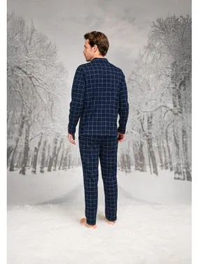 Doreanse Büyük Beden Gömlek Yaka Kare Desenli Uzun Kollu Erkek Pijama Takım Doreanse 26K4602P - Alternatif Görünüm