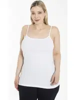 Büyük Beden Ribana İnce Askılı Kadın Atlet Öztaş 2031-A Beyaz farklı açı